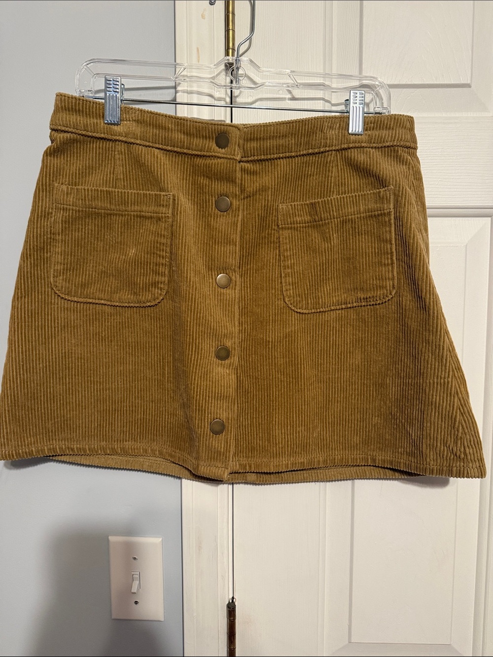 Arizona Jean Company Mustard Corduroy Button-Front Mini Skirt